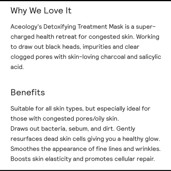 Aceology Facial Mask Detoxifying Treatment Shade: Black Full Size NWT - Picture 7 of 7